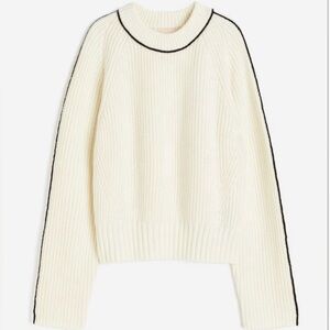 H&M Ivory Sweater with Black Accents